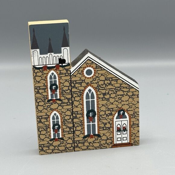 1991 Cats Meow Rocky Mountain Christmas 1st Presbyterian Church Faline Shelf Sit - Picture 1 of 6